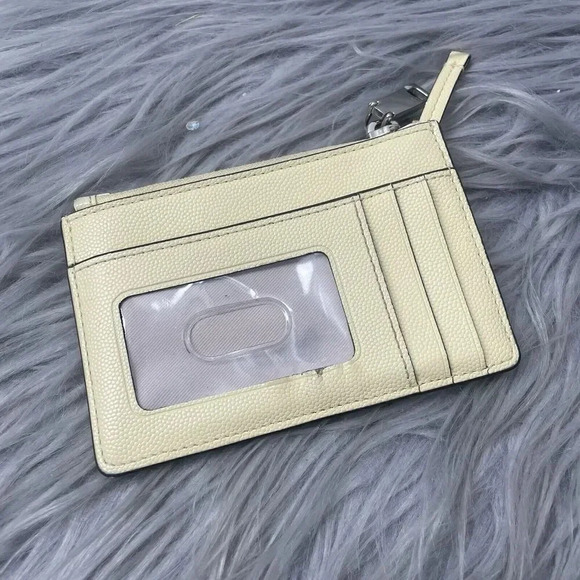 Marc Jacobs Leather Top Zip Card Case Wristlet Wallet Light Yellow - Picture 3 of 6